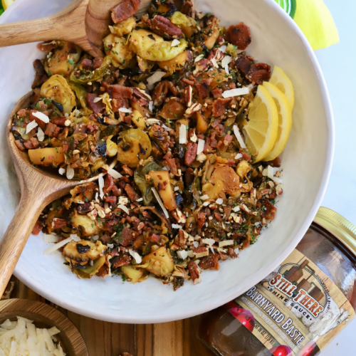 Warm Brussels Sprout Salad with Still There Shine Sauce Barnyard Baste